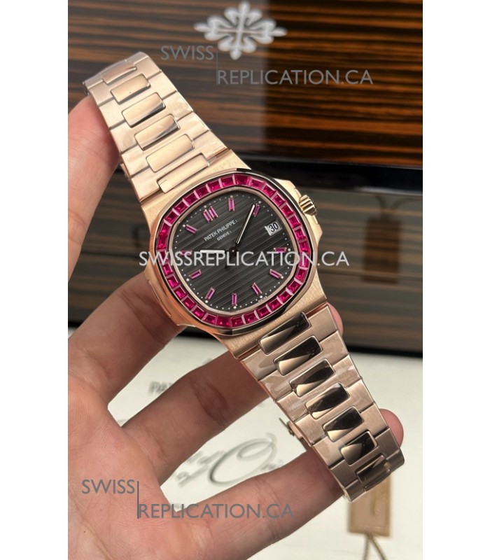Patek Philippe Nautilus 5723 Rose Gold Red Rubies Super Clone Watch 