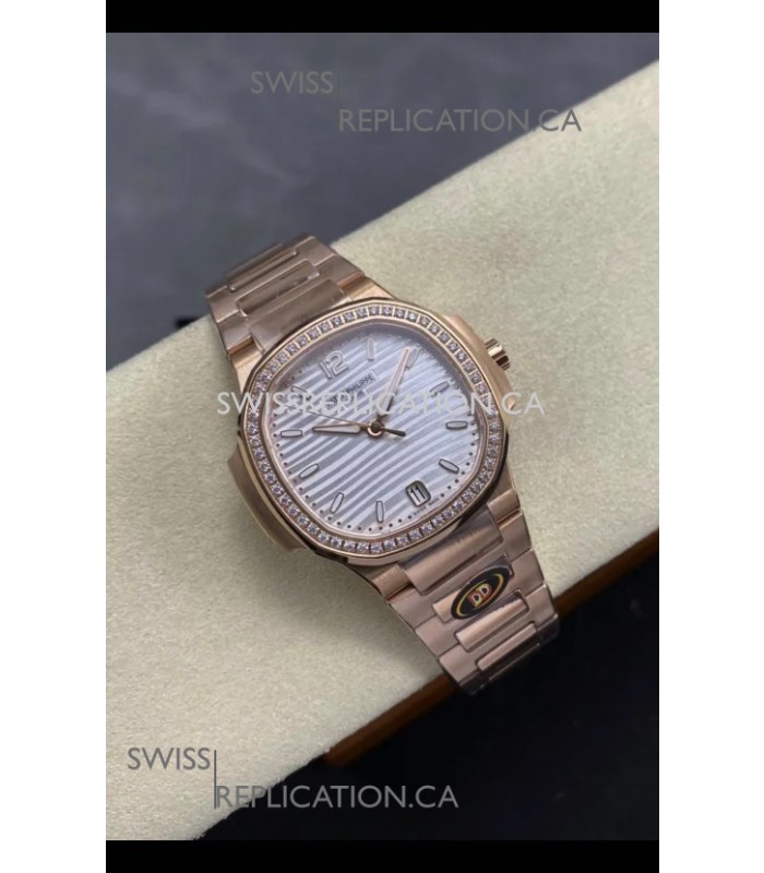 Patek Philippe Nautilus 7118 35MM Rose Gold Steel Dial Super Clone Watch 