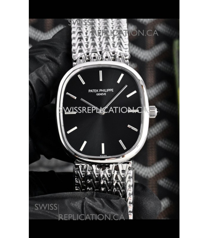 Patek Philippe Golden Ellipse 5738 Black Dial Super Clone Watch 