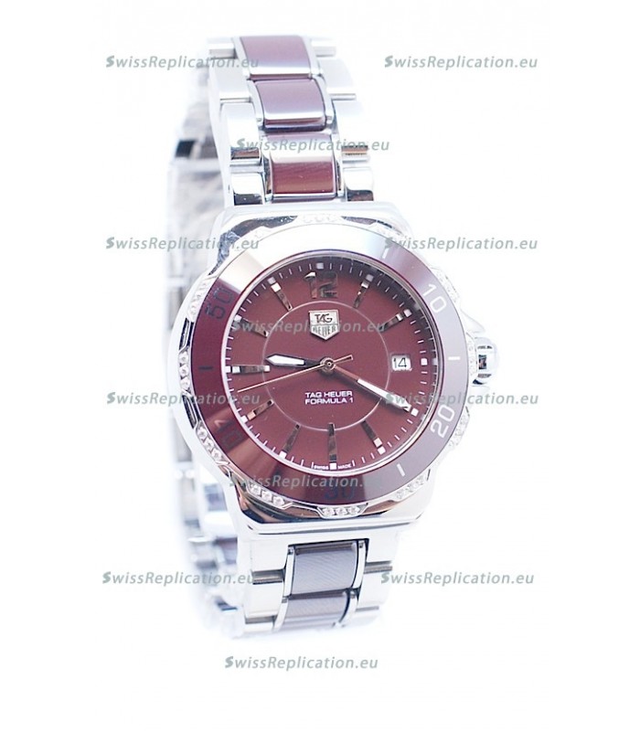 Tag Heuer Formula 1 Quartz Brown Ceramic Diamonds Bezel Watch
