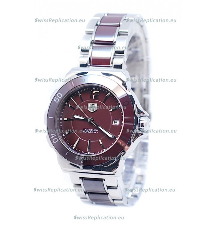 Tag Heuer Formula 1 Quartz Brown Ceramic Bezel Steel Watch