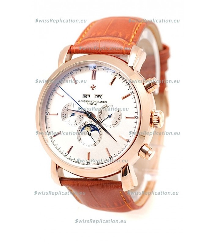 Vacheron Constantin Malte Perpetual Chronograph Japanese Replica Watch in White Dial