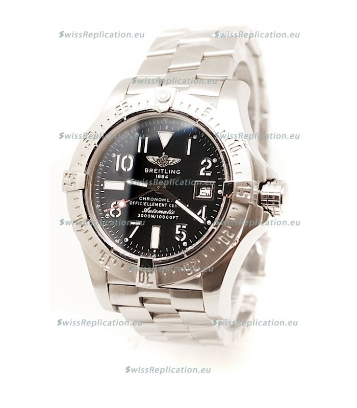 Breitling Chronograph Chronometre Swiss Replica Watch in Black Dial