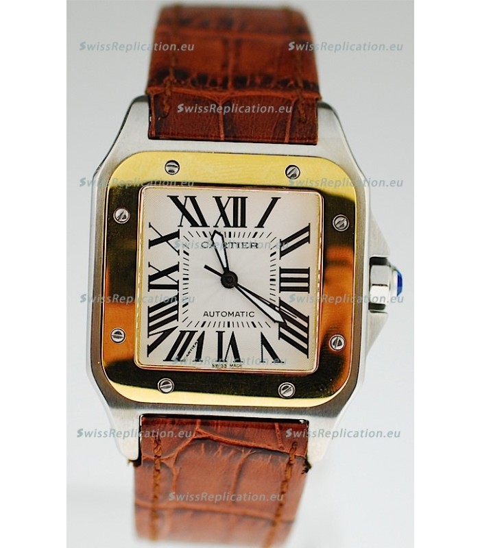 Cartier Santos 100 Swiss Replica Two Tone Watch