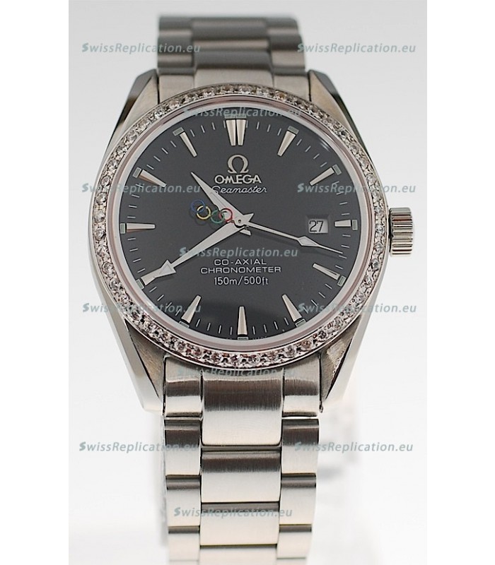 Omega SeaMaster CO AXIAL Swiss Replica Watch in Diamond Bezel