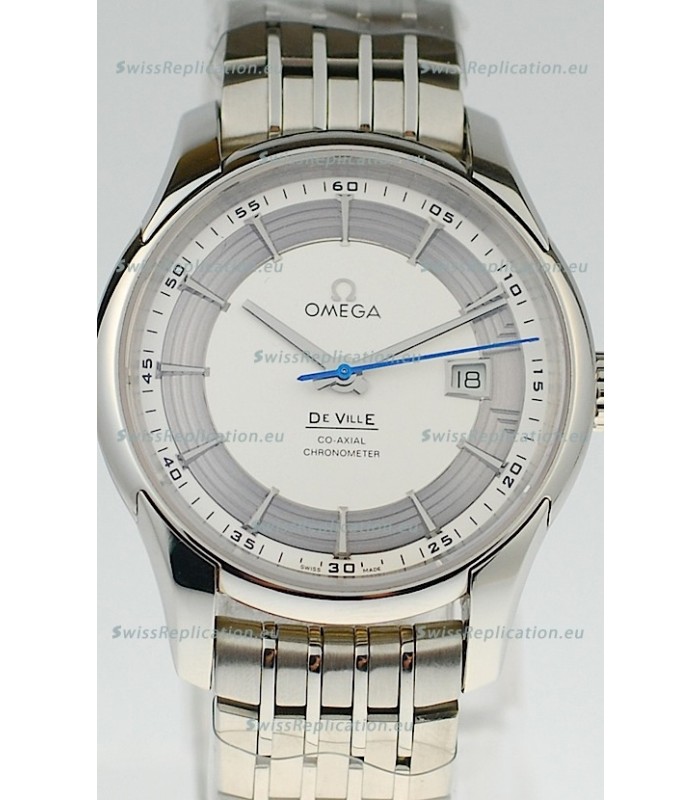 Omega Co Axial De Ville Hour Vision Swiss Replica Steel Watch in White Dial