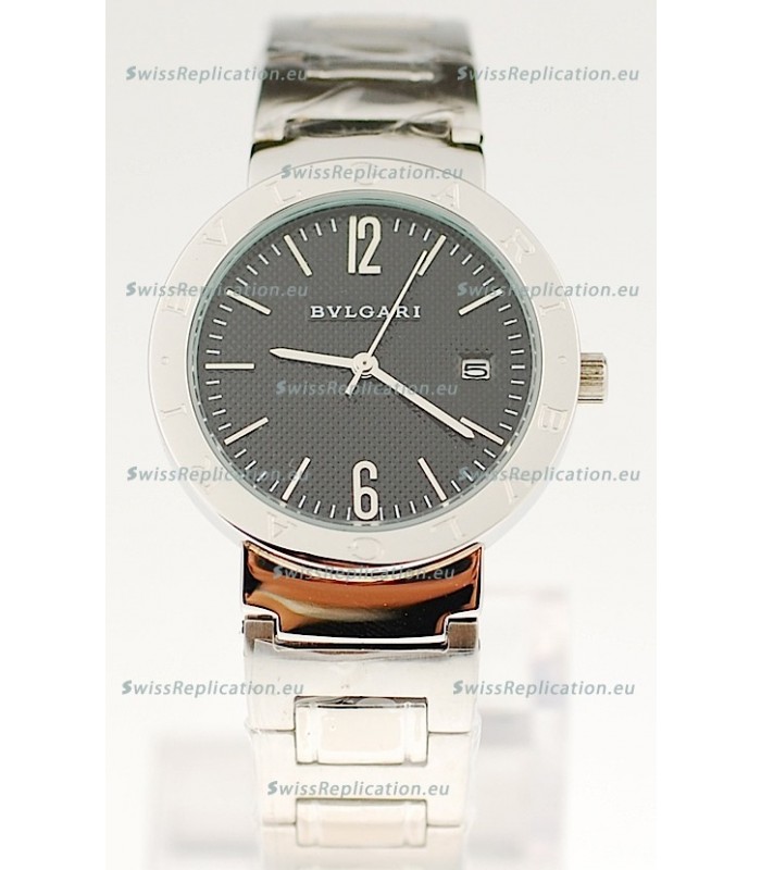 Bvlgari Quartz Japanese Steel Watch in Black Dial