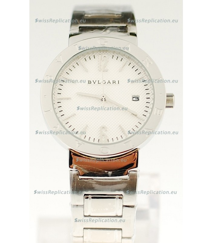 Bvlgari Quartz Japanese Steel Watch in White Dial