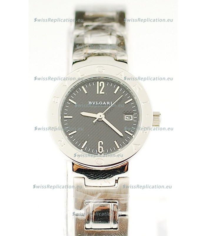 Bvlgari Quartz Japanese Steel Watch in Black Dial