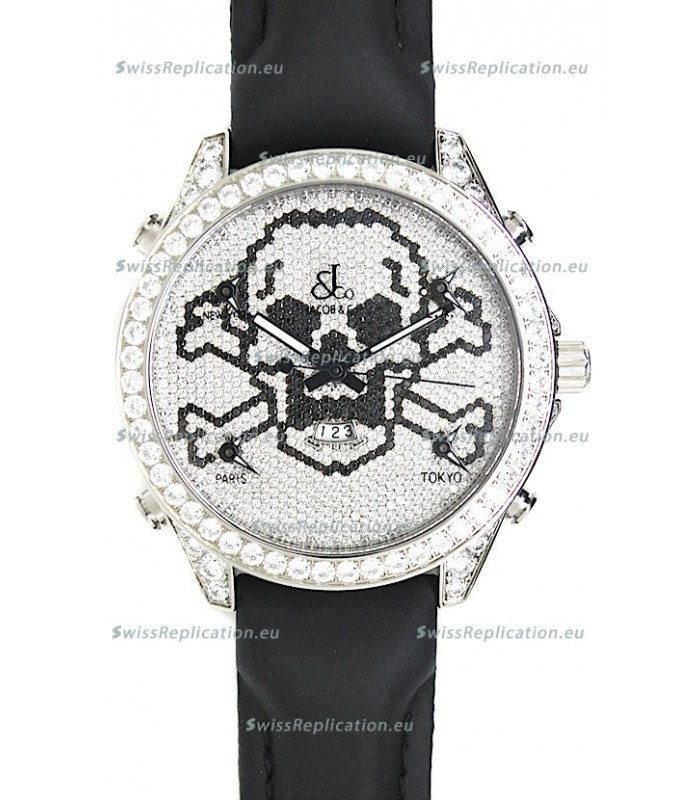 Jacob & Co. The Five Time Zone Skeleton Swiss Replica Watch in Diamonds