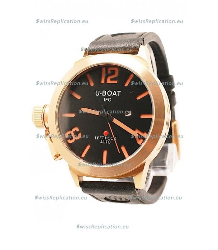 U-Boat Classico Japanese Gold Watch in Black Dial