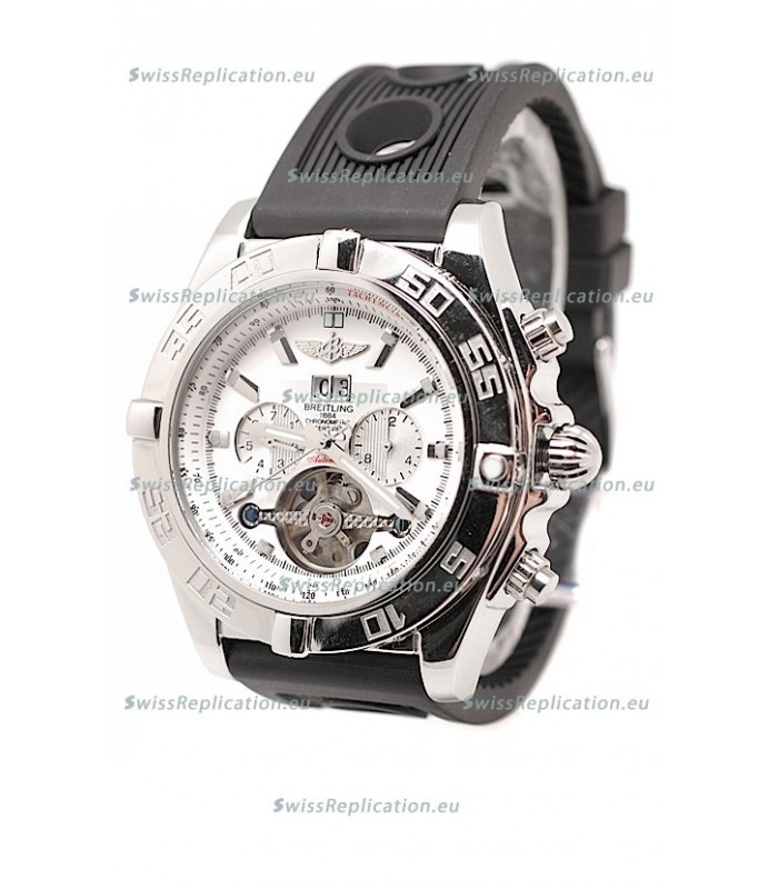 Breitling Chronograph Chronometre Japanese Tourbillon Watch in White Dial