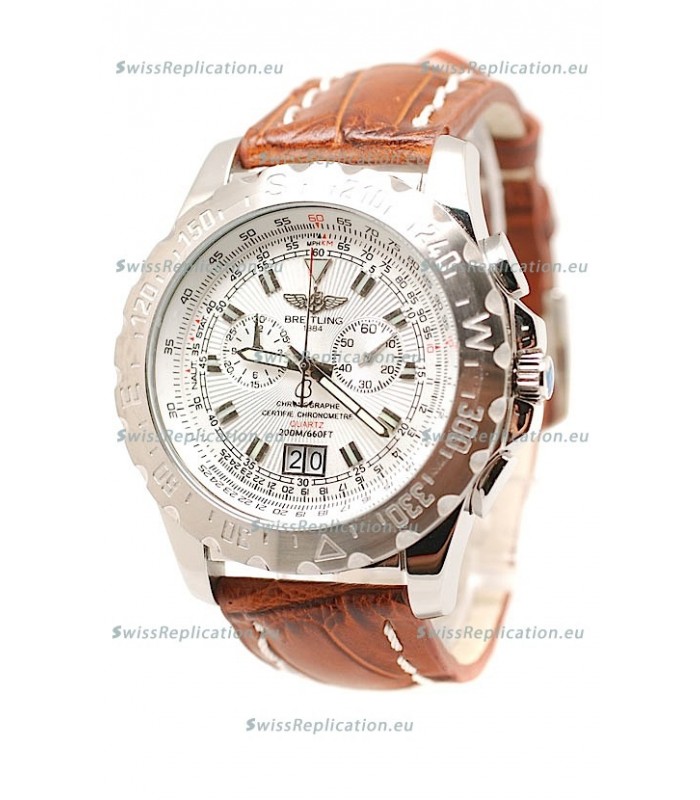 Breitling Chronograph Chronometre Replica Watch in Brown Strap