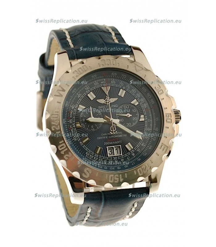 Breitling Chronograph Chronometre Japanese Replica Watch in Blue
