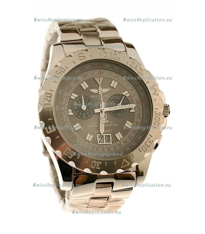 Breitling Chronograph Chronometre Japanese Watch in Grey Dial