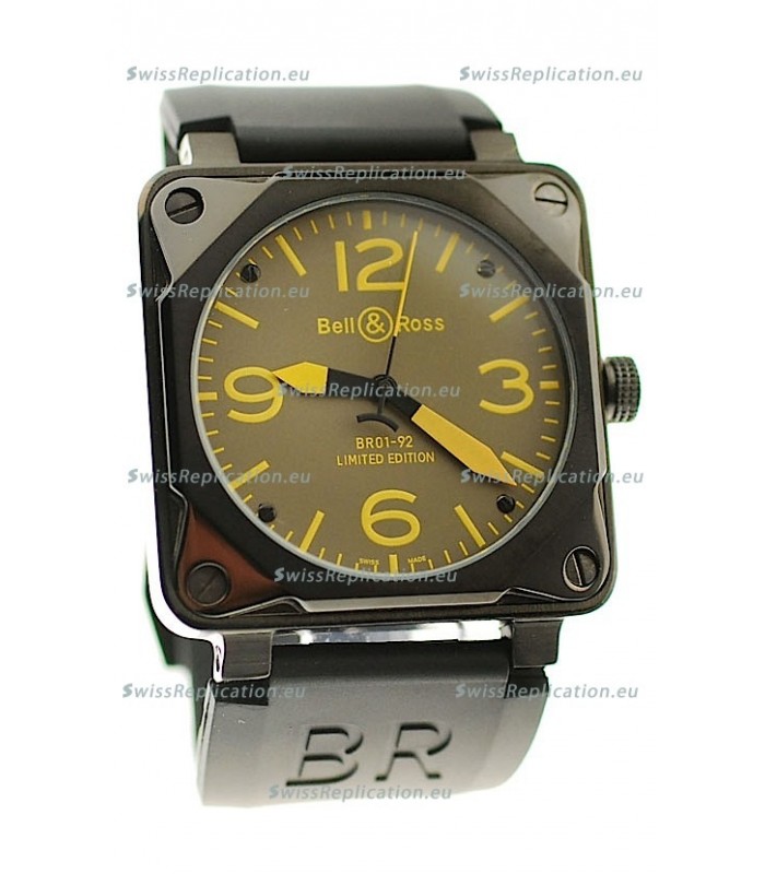 Bell and Ross BR01-92 Limited Edition Japanese PVD Watch in Yellow Markers