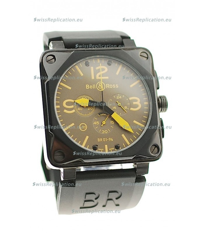 Bell and Ross BR01-94 Edition Japanese PVD Watch in Yellow Markers