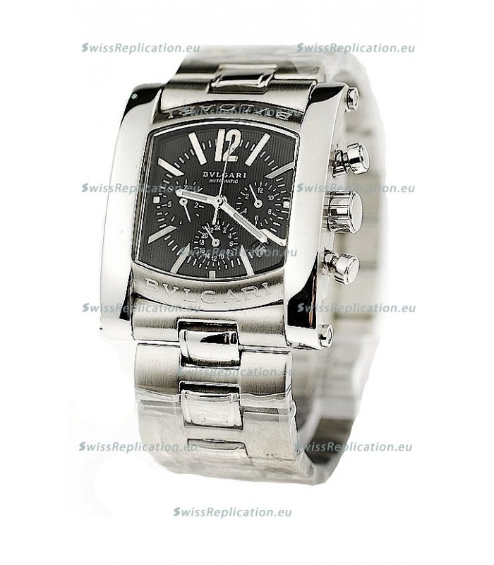 Bvlgari Assioma Chrongraph Japanese Replica Watch in Black Dial
