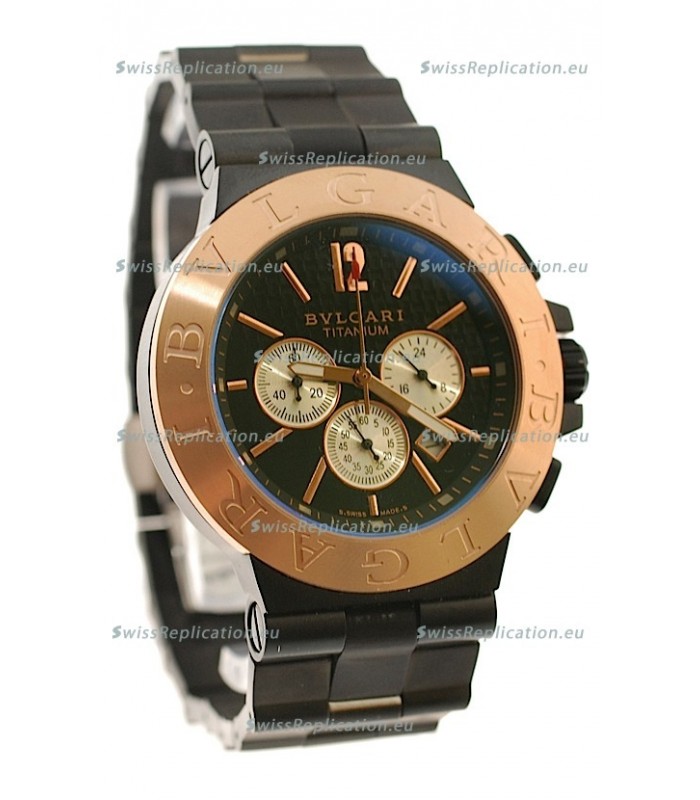 Bvlgari Diagono Mens Scuba japanese Replica PVD Watch