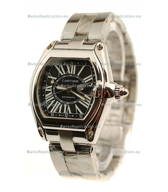 Cartier Roadster Swiss Replica GMT Watch in Black Dial