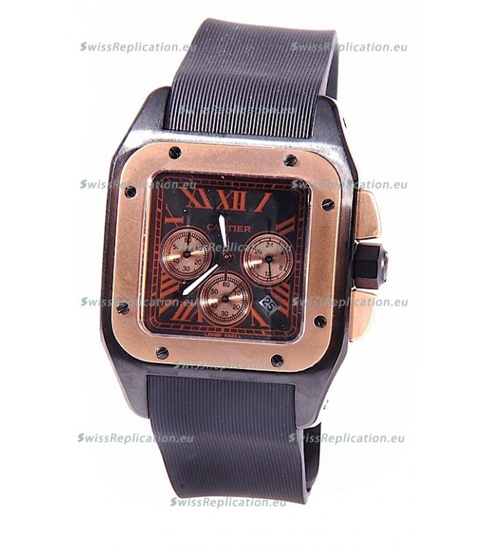 Cartier Santos 100 Carbon Chrono Japanese Replica Watch