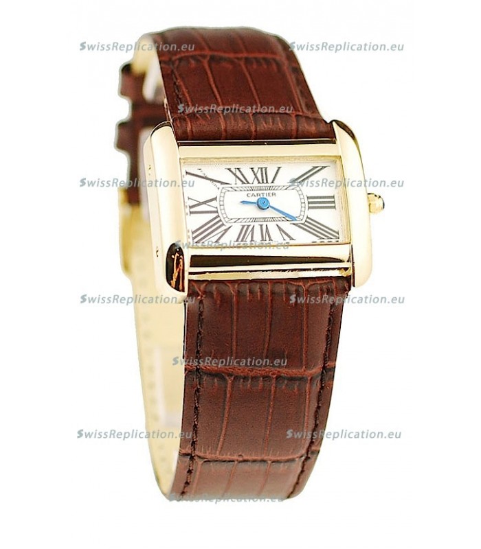 Cartier Tank Divan Japanese Replica Ladies Gold Watch