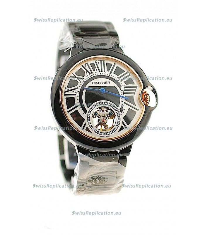 Ballon Bleu De Cartier flying Tourbillon Japanese Replica PVD Watch 