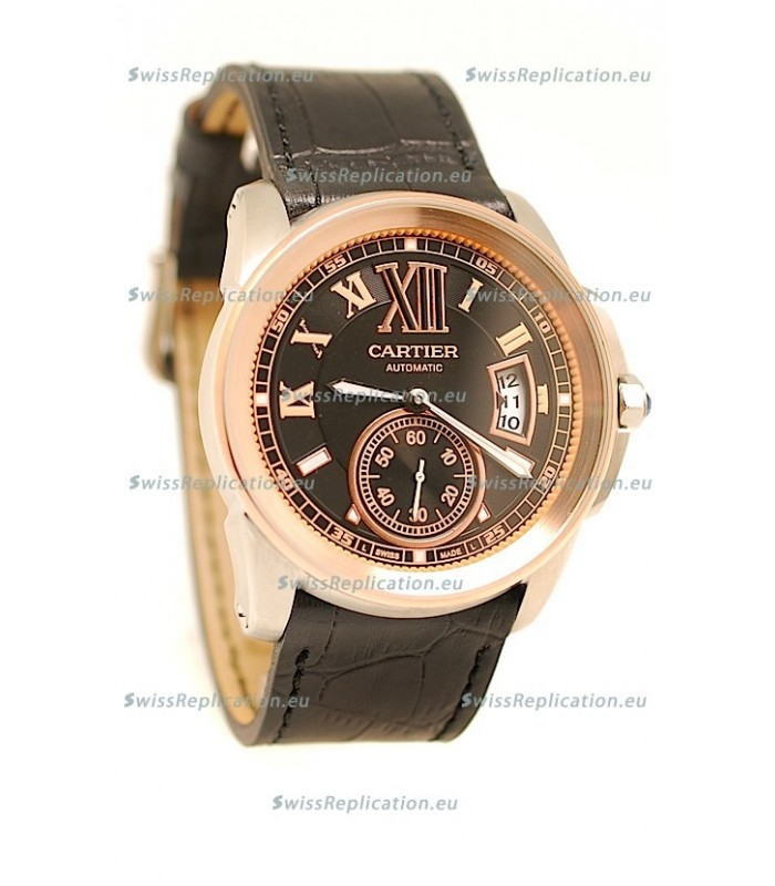 Calibre de Cartier Japanese Replica Pink Gold Watch 