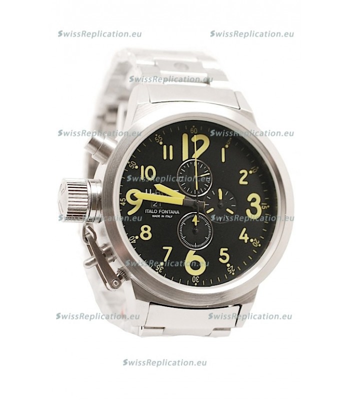 U-Boat Flightdeck Japanese Replica Steel Watch in Green Markers
