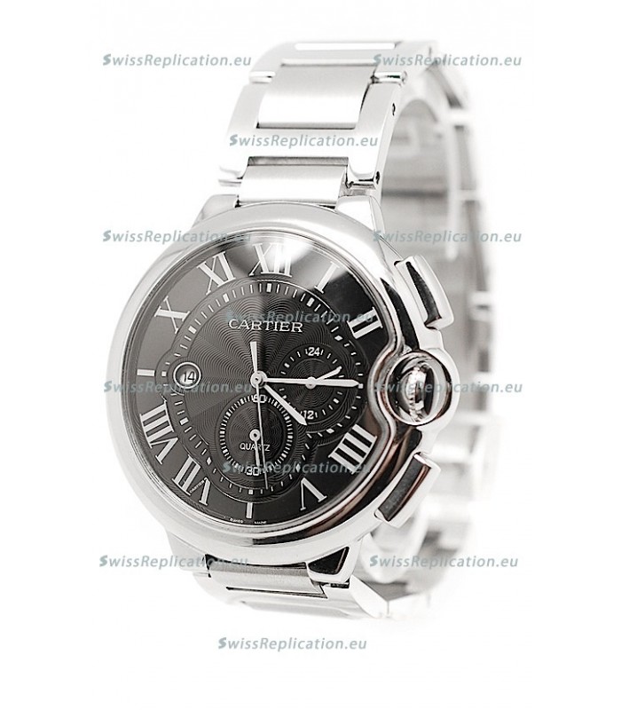 Ballon De Cartier Chronograph Swiss Replica Watch in Black Dial