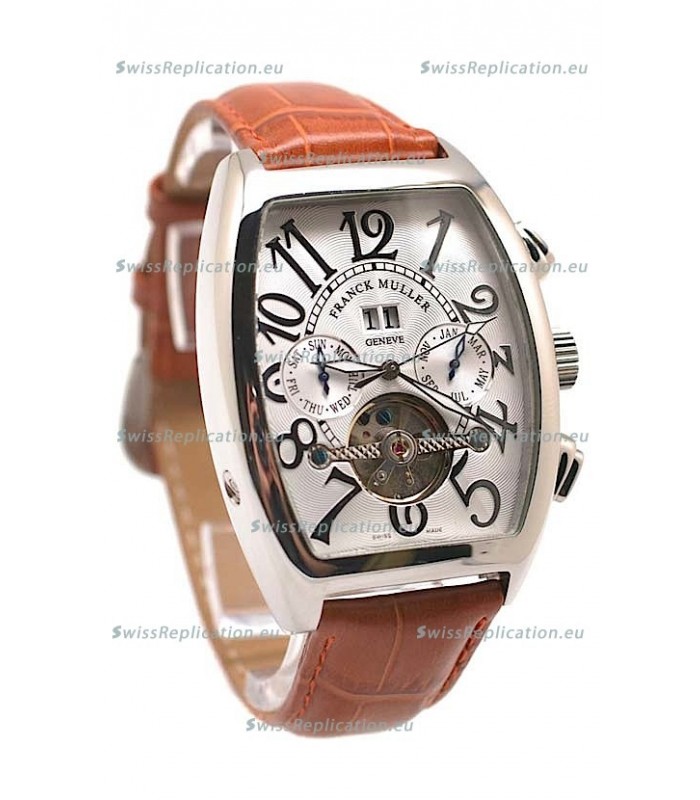 Franck Muller Conquistador Tourbillon Japanese Watch in Brown Strap