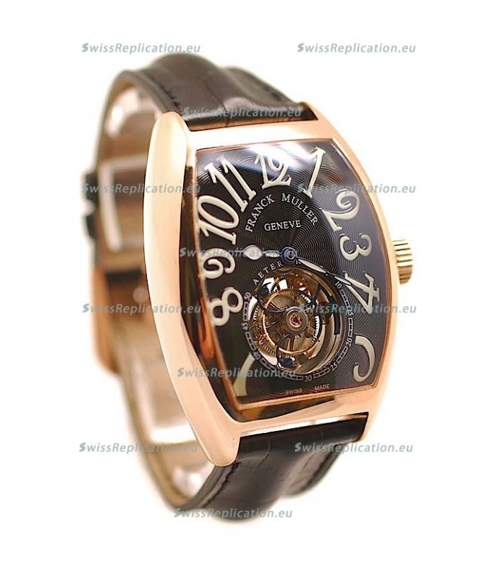 Franck Muller Aeternitas Tourbillon Swiss Replica Gold Watch in Black Dial