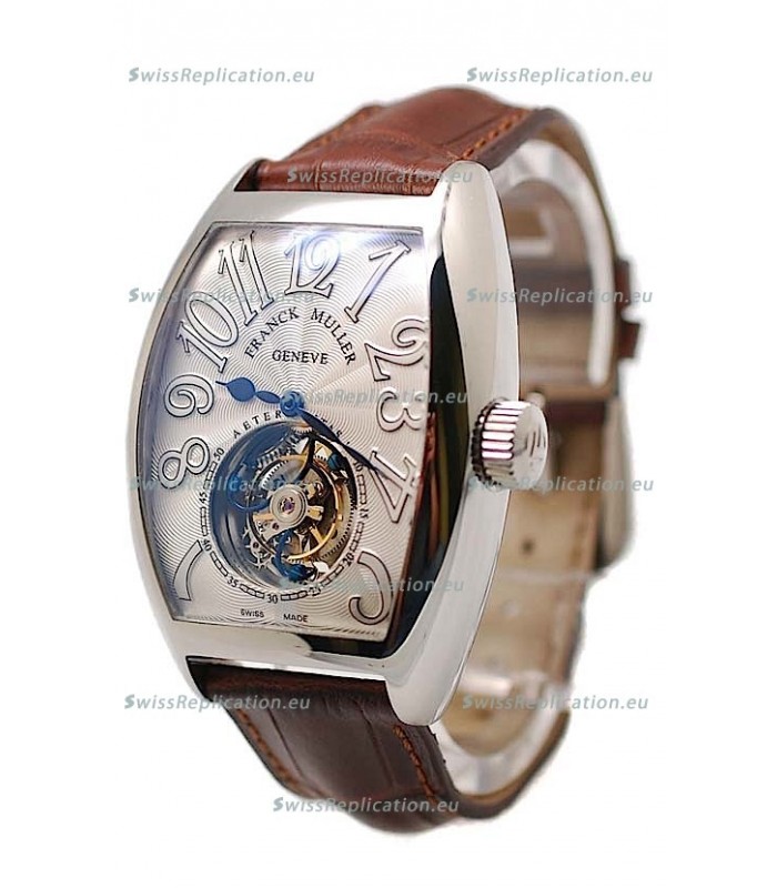 Franck Muller Aeternitas Tourbillon Swiss Replica Gold Watch in Brown Strap