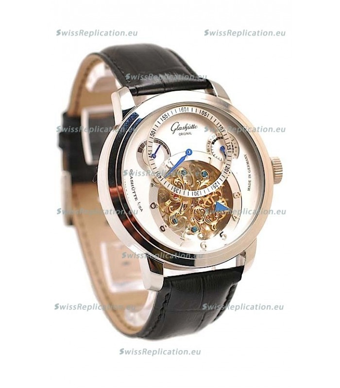 Glashutte Panaomatic Regulator Tourbillon Japanese Replica Steel Watch