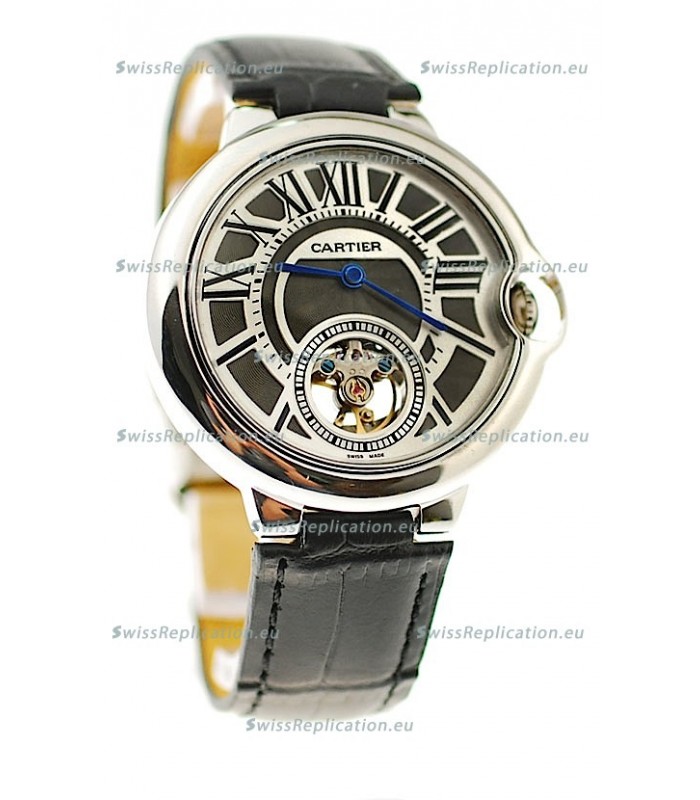 Ballon Bleu De Cartier flying Tourbillon Japanese Replica Steel Watch 