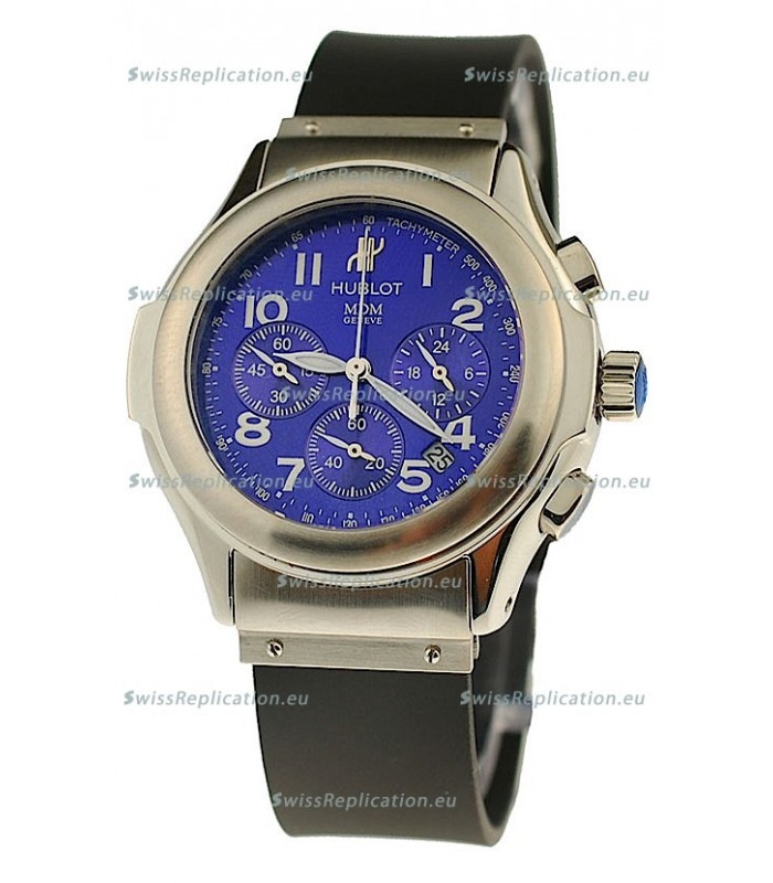Hublot MDM Chronograph Swiss Replica Watch in Blue Dial