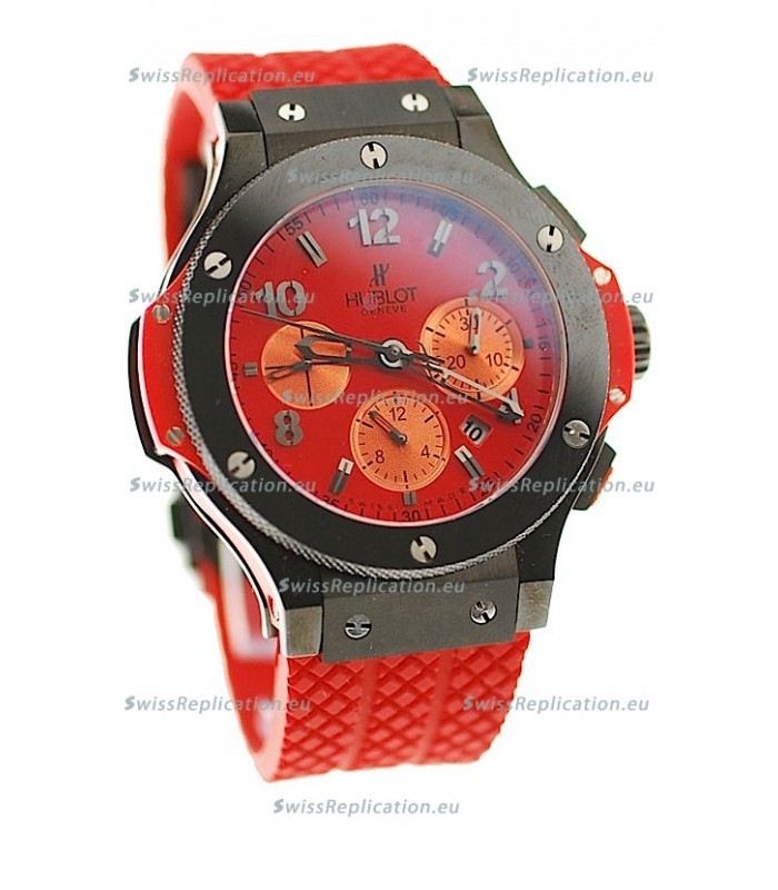 Hublot Big Bang Swiss Watch in Red Dial Ceramic Bezel