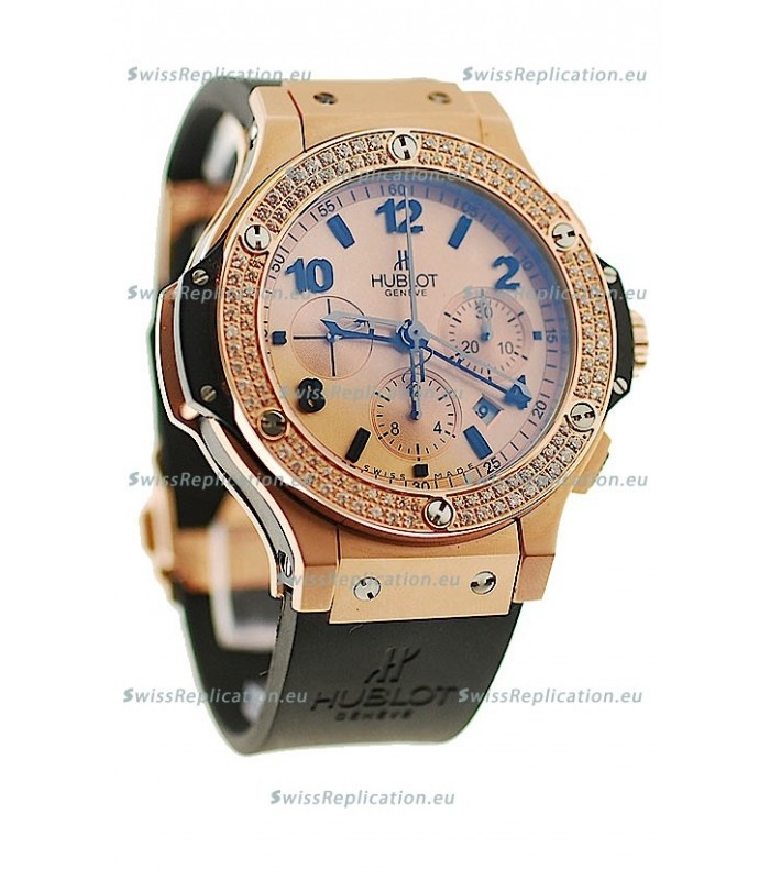 Hublot Big Bang Swiss Replica Watch in Beige Dial Diamonds Bezel