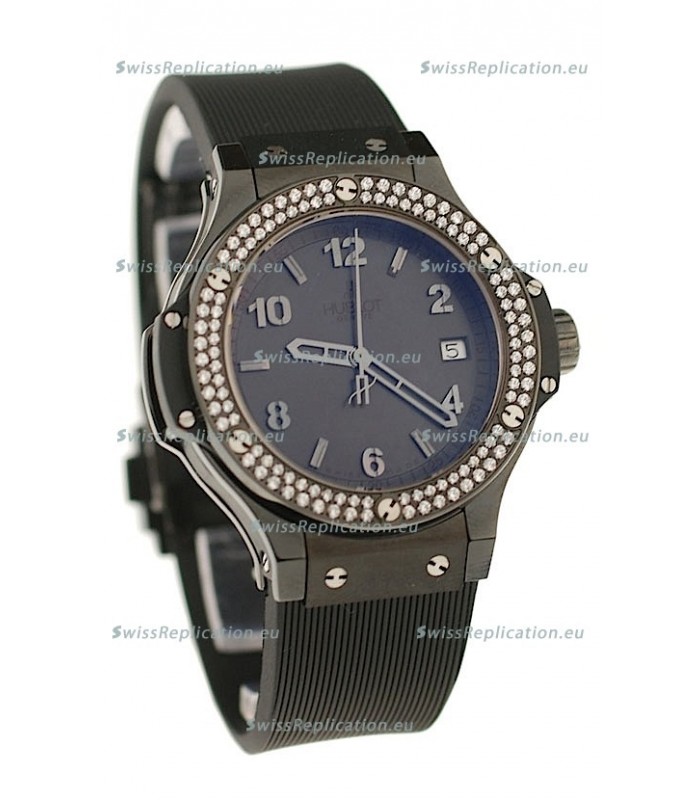 Hublot Big Bang All Black Diamonds Swiss Replica Quartz Watch