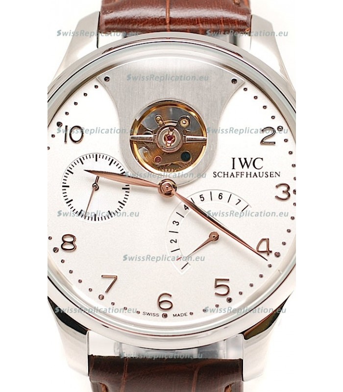 IWC Portuguese Tourbillon Mystere Japanese Replica Watch in White Dial