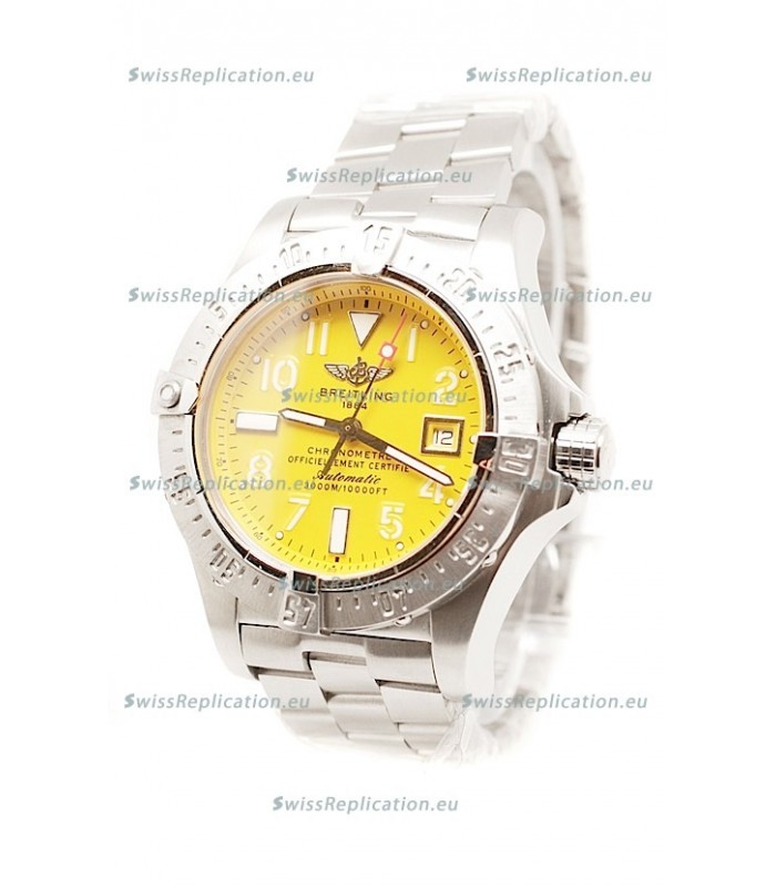 Breitling Chronograph Chronometre Swiss Replica Watch in Yellow Dial