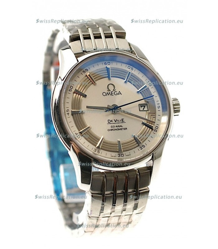 Omega Co Axial De Ville Hour Vision Swiss Replica Watch in White Dial
