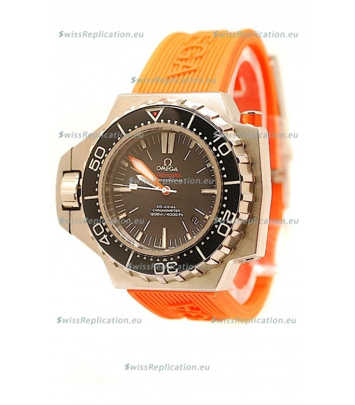 Omega Seamaster Ploprof 1200M Swiss Watch in Orange Strap