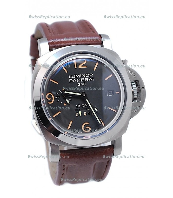 Panerai Luminor GMT 10 Days Swiss Replica Watch in Brown Strap