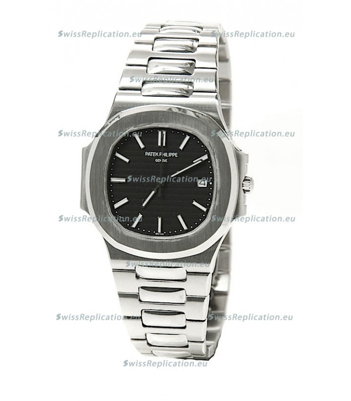 Patek Philippe Nautilus Mens Swiss Replica Watch in Black Dial