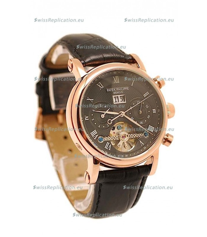 Patek Philippe Grand Complications Tourbillon Gold Watch in Black Dial