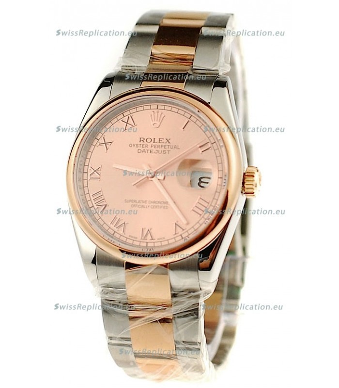 Rolex Day Date Two Tone Japanese Watch in Pink Gold Dial