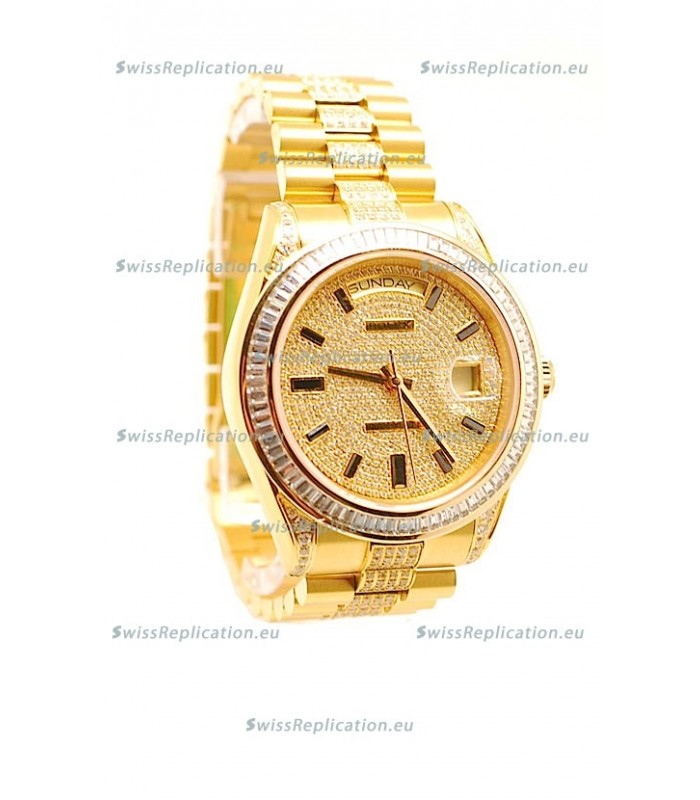 Rolex Day Date Japanese Watch in Yellow gold with Diamonds Dial