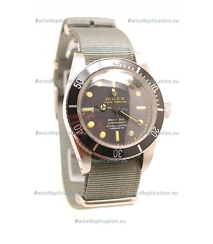 Rolex Submariner Swiss Watch Grey Nylon Strap Watch