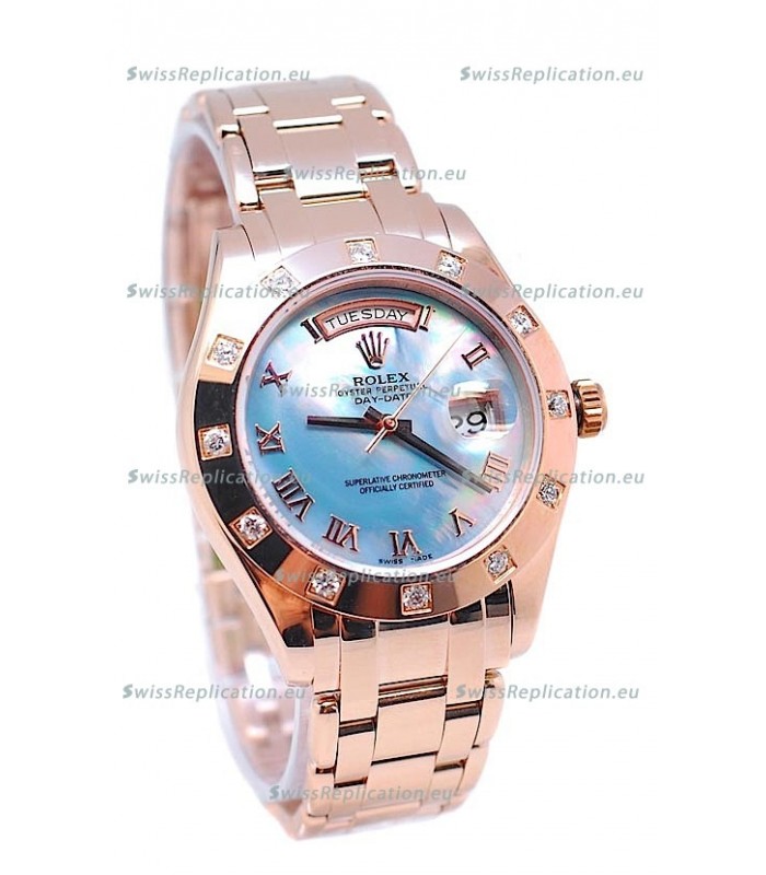 Rolex Day Date Blue Mother of Pearl Japanese Replica Watch